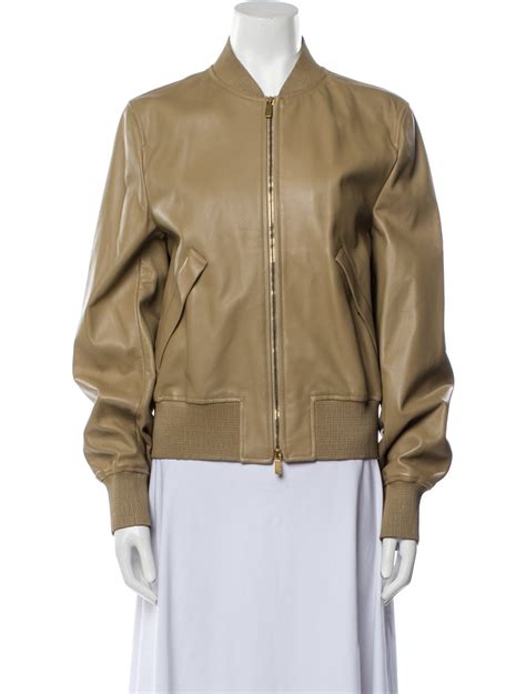 Michael Kors Collection Leather Bomber Jacket 